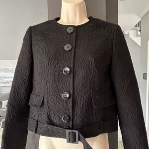 WORTH - Black Quilted Short Belted Blazer 4